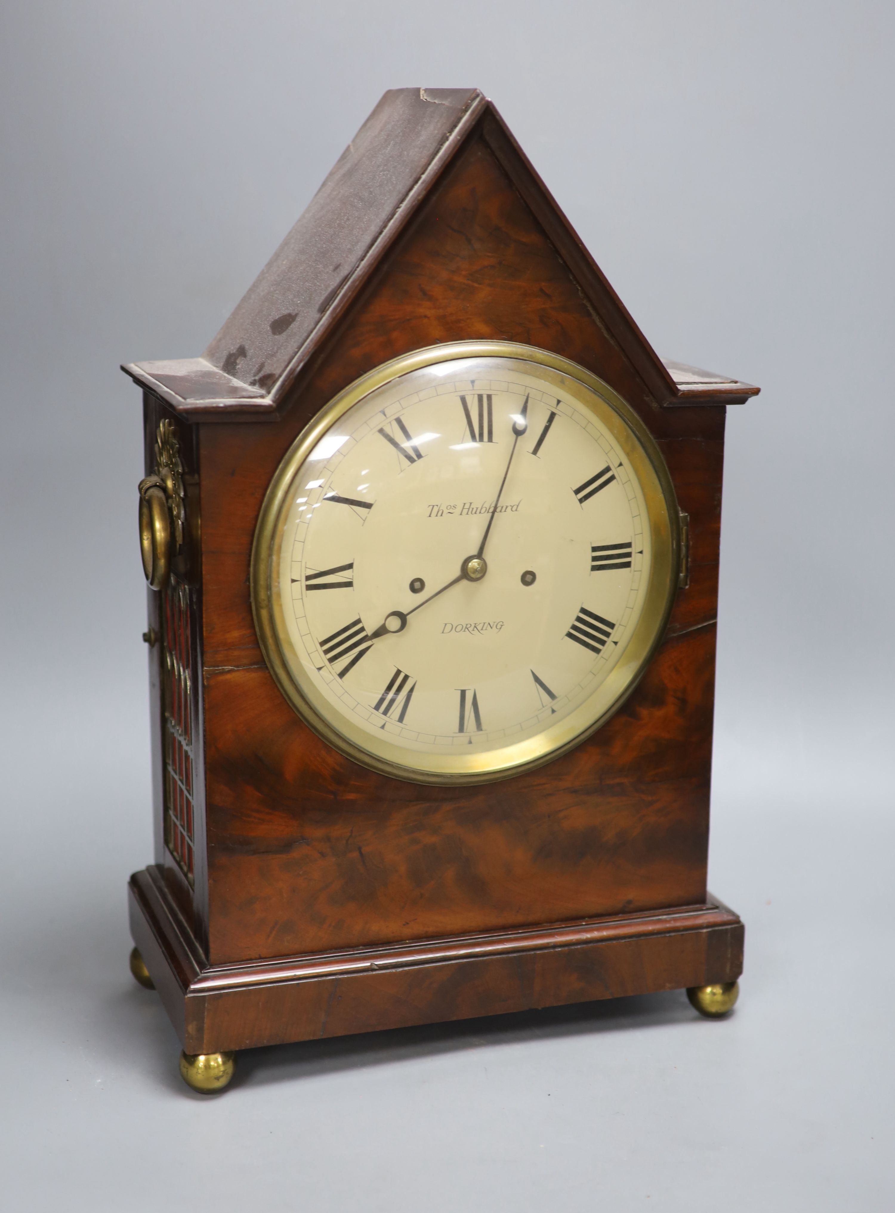 Thomas Hubbard of Dorking, An early Victorian mahogany twin fusee bracket clock, height 48cm